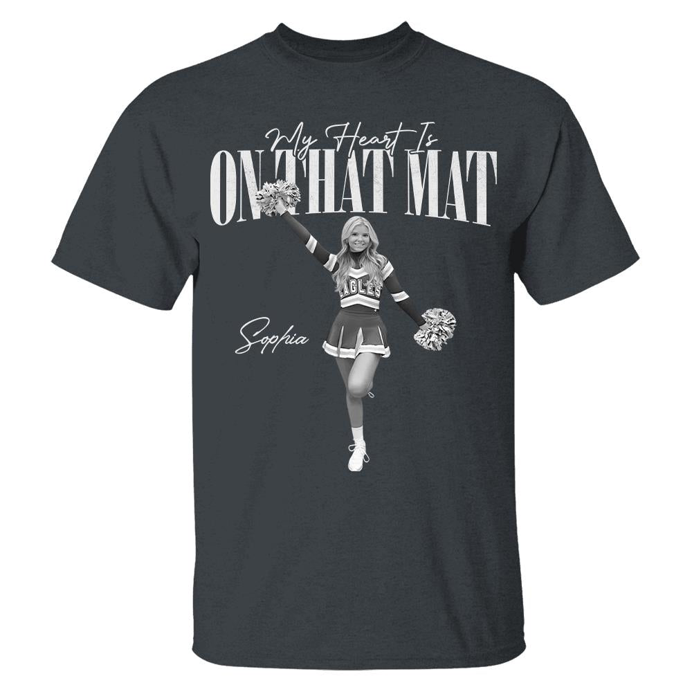 My Heart Is On That Mat- Washed Tee Retro Bootleg Shirt For Cheerleading Na02 Hv01