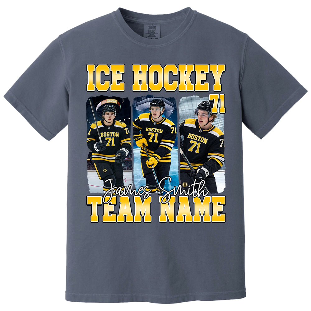 Personalized Ice Hockey Shirt, Custom Photo And Team Name For Ice Hockey Mom Sport Family Na02