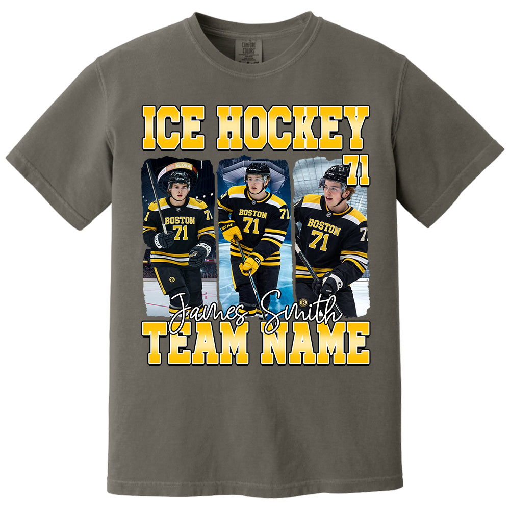 Personalized Ice Hockey Shirt, Custom Photo And Team Name For Ice Hockey Mom Sport Family Na02