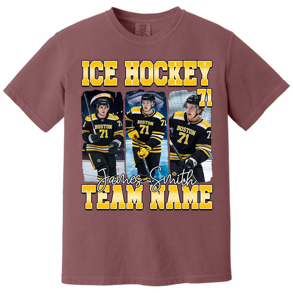 Personalized Ice Hockey Shirt, Custom Photo And Team Name For Ice Hockey Mom Sport Family Na02