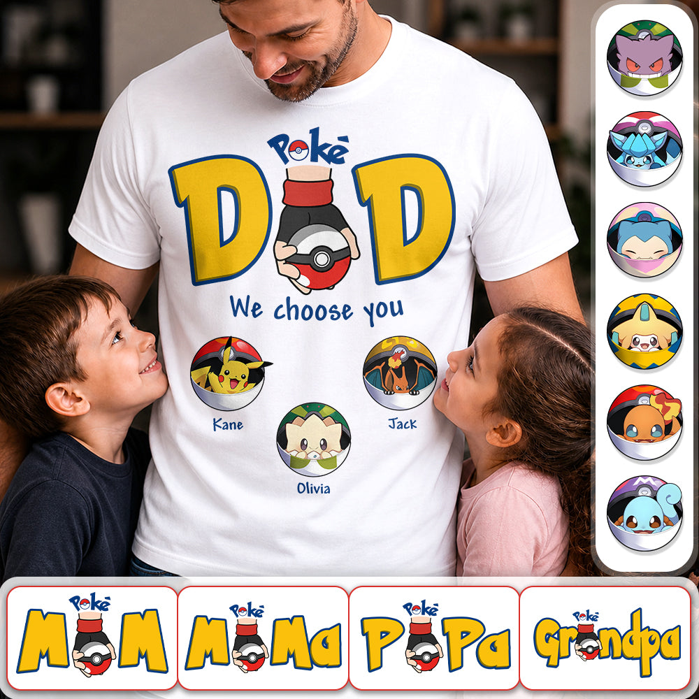 PokeDad Best Poke Dad Ever, Personalized PokéDad Shirt With Kids Name, Gifts For Dad, Gifts For Father's Day MI209 Hv01