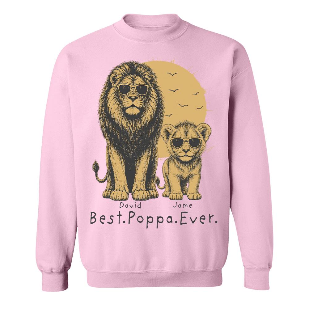 Retro Vintage Lion Dad And Kids Daddy Protector - Personalized Shirt - Cool Father's Day Gift For Dad, Husband Hv01 Vr2