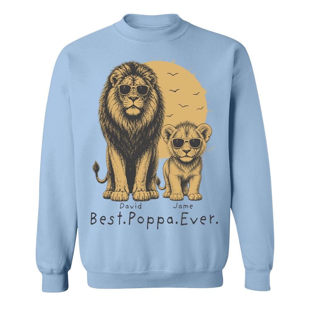 Retro Vintage Lion Dad And Kids Daddy Protector - Personalized Shirt - Cool Father's Day Gift For Dad, Husband Hv01 Vr2