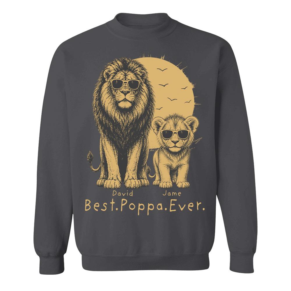 Retro Vintage Lion Dad And Kids Daddy Protector - Personalized Shirt - Cool Father's Day Gift For Dad, Husband Hv01 Vr2