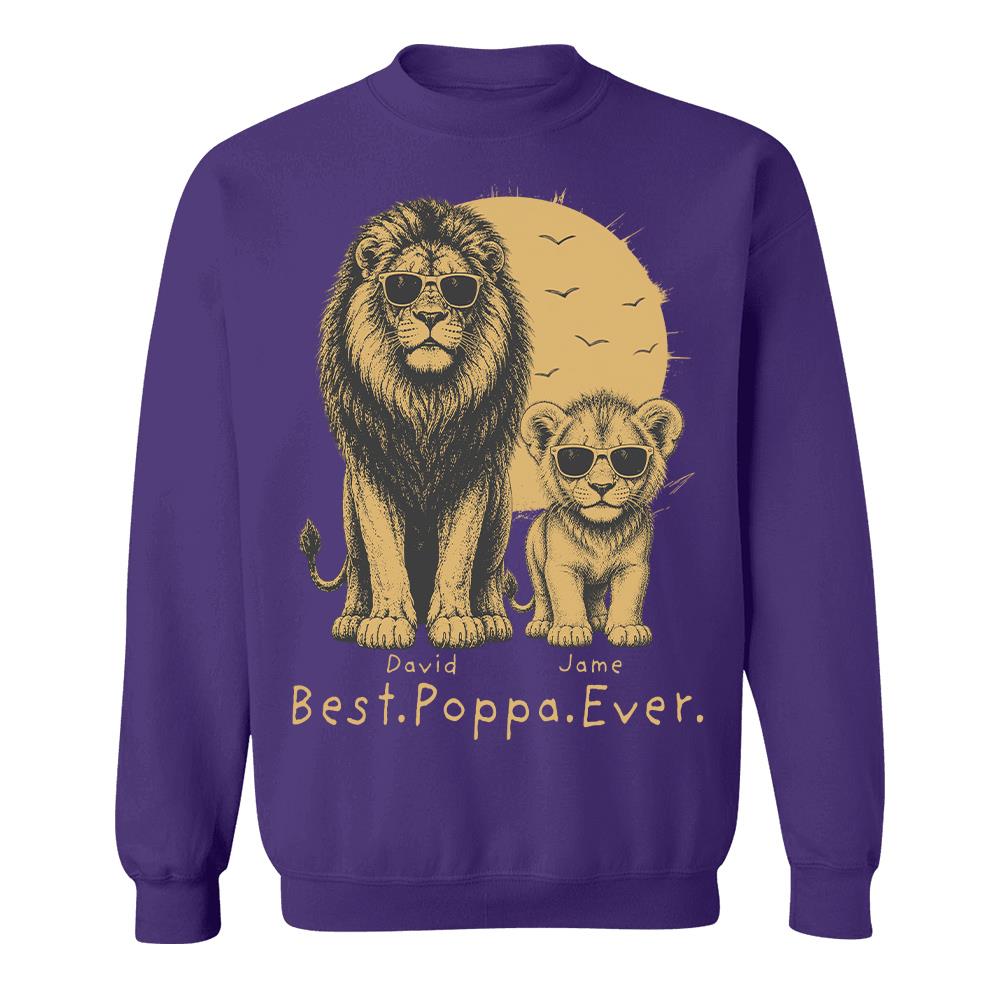 Retro Vintage Lion Dad And Kids Daddy Protector - Personalized Shirt - Cool Father's Day Gift For Dad, Husband Hv01 Vr2