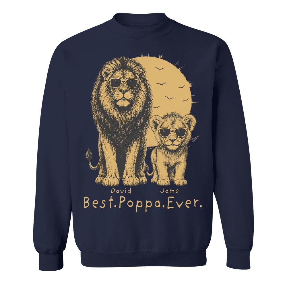 Retro Vintage Lion Dad And Kids Daddy Protector - Personalized Shirt - Cool Father's Day Gift For Dad, Husband Hv01 Vr2