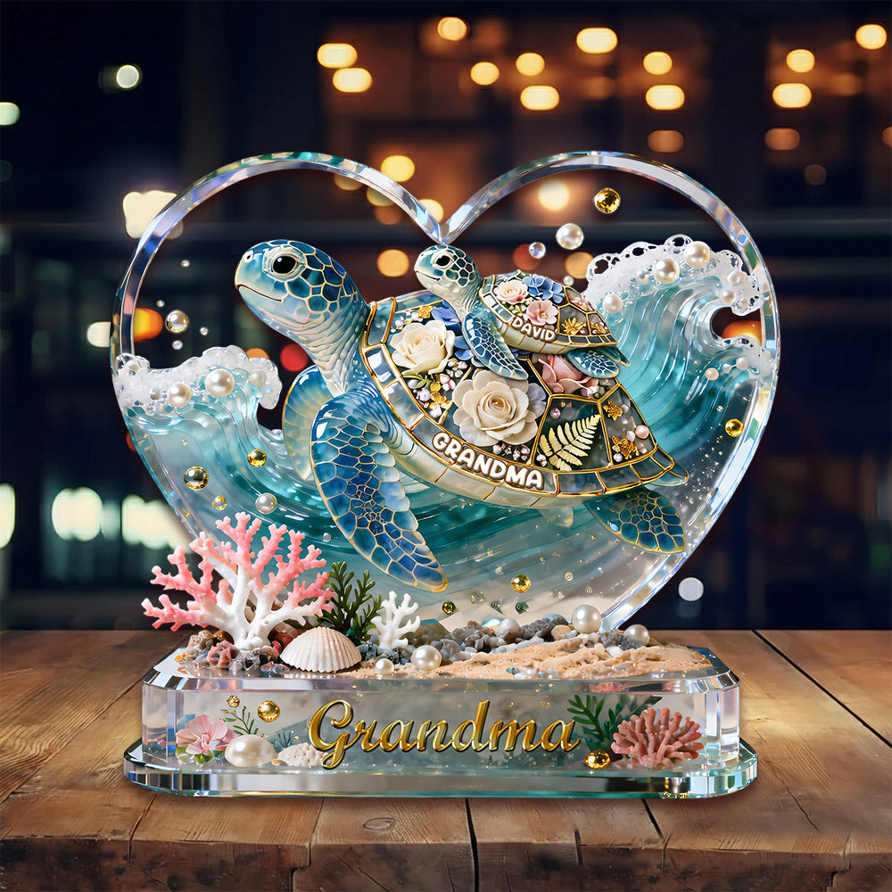 Best Turtle Mom Ever Acrylic Plaque - Personalized Gifts For Grandma VH01