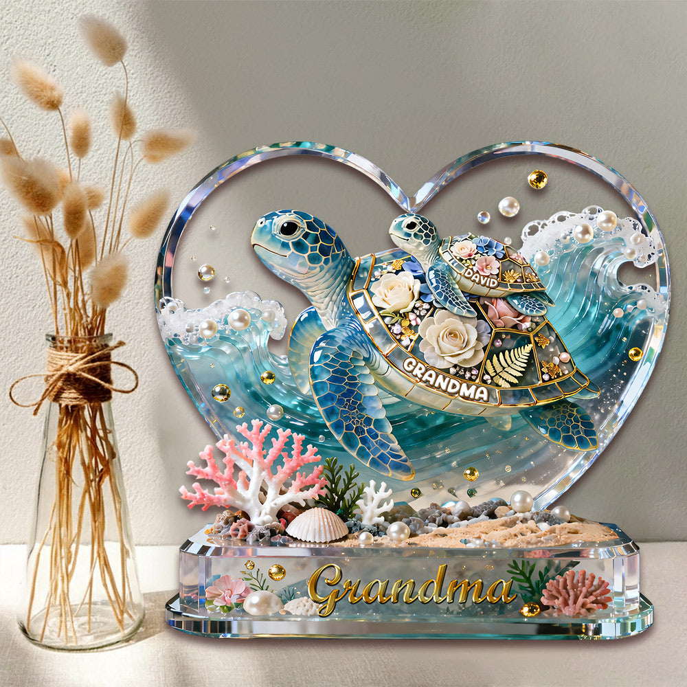 Best Turtle Mom Ever Acrylic Plaque - Personalized Gifts For Grandma VH01