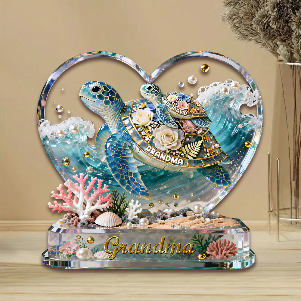 Best Turtle Mom Ever Acrylic Plaque - Personalized Gifts For Grandma VH01