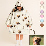 Personalized Upload Pet Photo Oversized Fleece Hoodie Matching Christmas Costume for Women Men & Kids