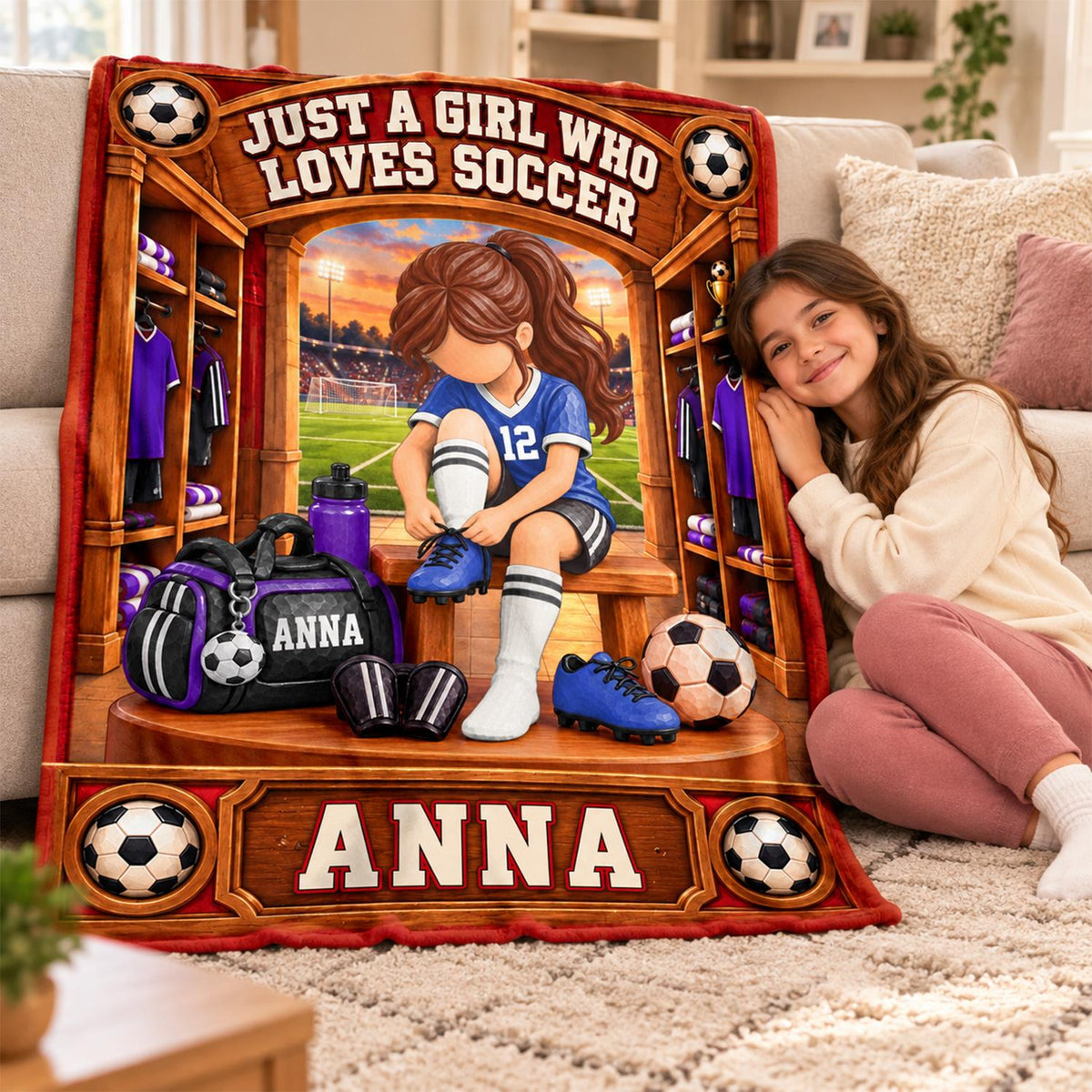 Personalized Soccer Player Blanket, Custom Name Soccer Player Gift Vr2 C2408 Hv01 DH09
