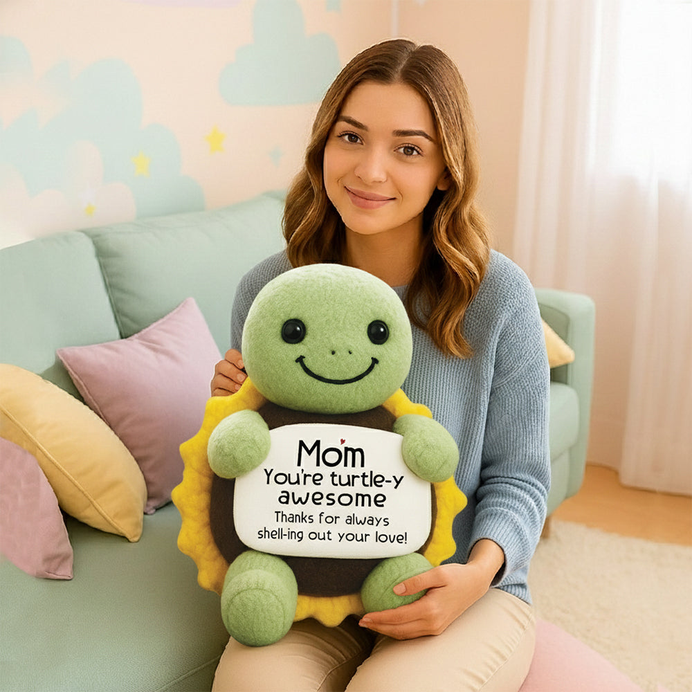 Personalized Positive Turtle Sunflower Ugly Plush Pillow Gifts for Mom from Daughter Son, Mothers Birthday Gifts for Mother in Law Mama Grandma