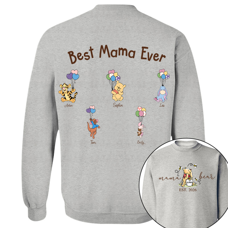Custom Mama Bear Est And Grandkids Heart Shirts For Mother For Grandma, Personalized Shirt Gift For Mom, Grandma, Custom Mother' s Day Sweatshirt Shirt MI209
