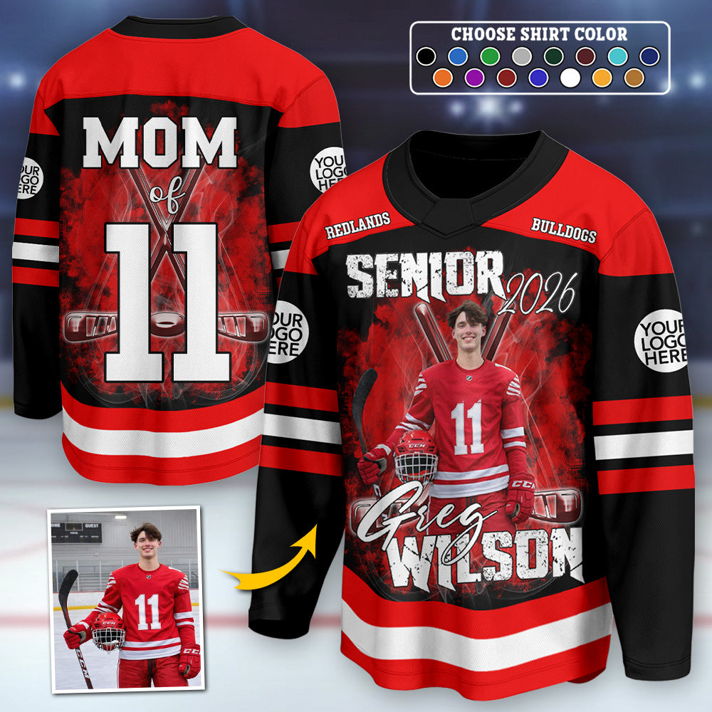 Custom Photo Ice Hockey Jersey Shirt For Ice Hockey Family Game Day Shirt T24