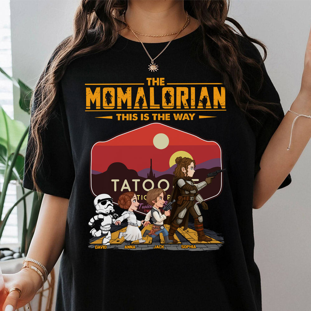 The Momalorian This Is The Way - Personalized Tatooine Sunset Background Shirt Gift For Mom Pt99