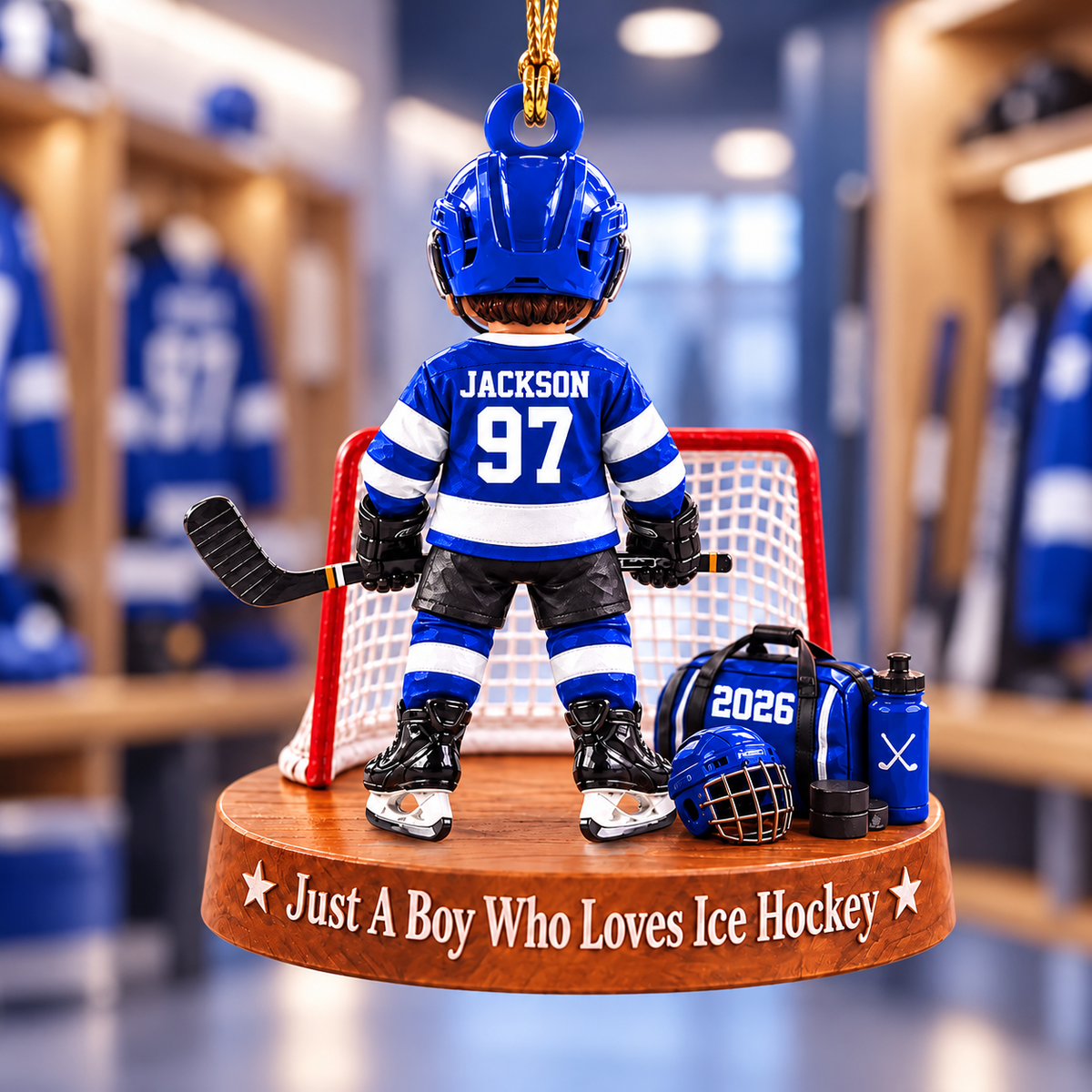 Custom Just A Boy Who Loves Ice Hockey Ornament, Christmas Tree Decoration, Hockey Gift L0411 Pt99