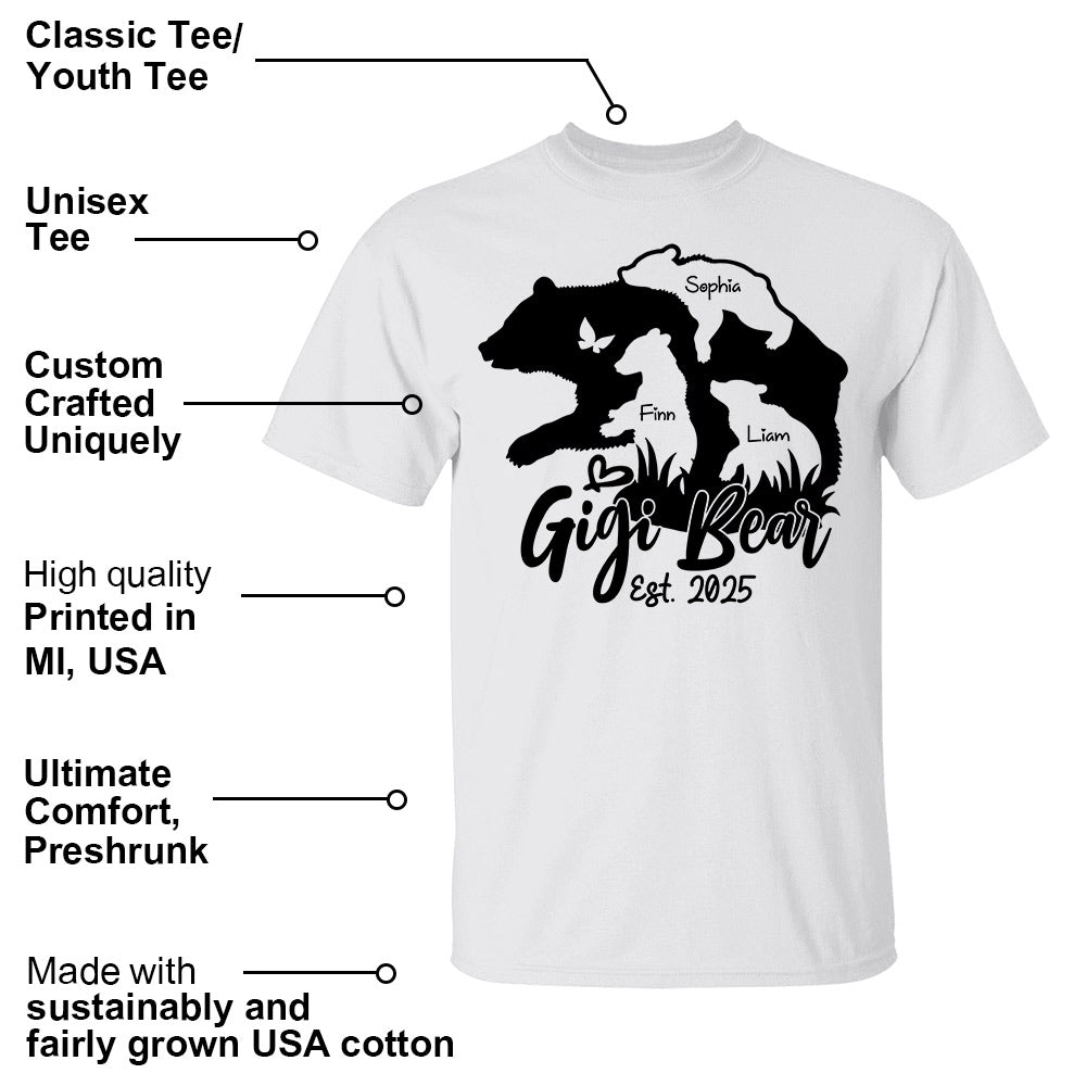 Grandma Bear - Custom Nickname Grandma Nana Gigi With Grandkids' Names NA04 Li29