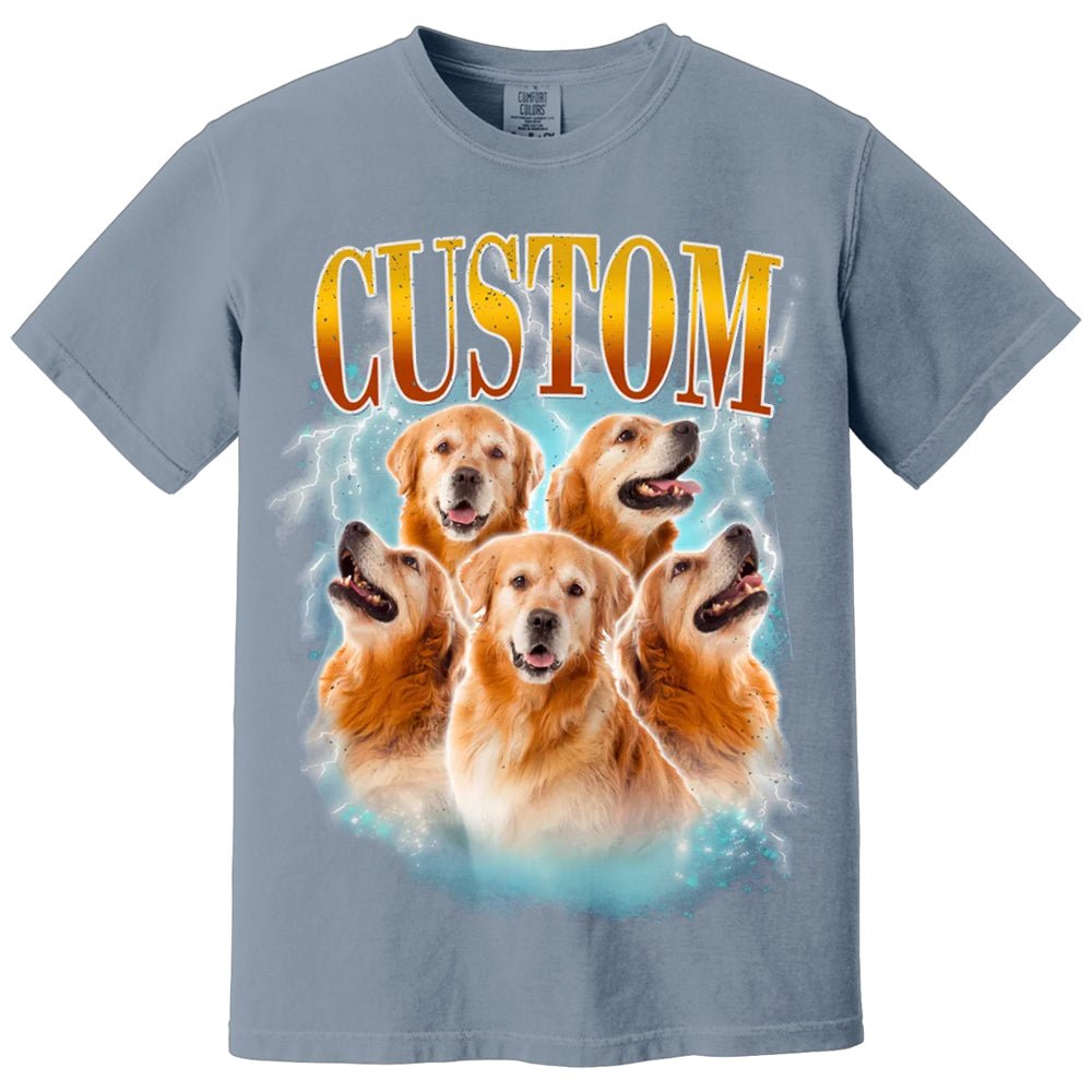 Custom Comfort Colors Vintage Bootleg Pet Shirt Pet Photo + Name Custom Dog Portrait Personalized Shirt Custom T Shirts Cat Shirt 90's Tee
