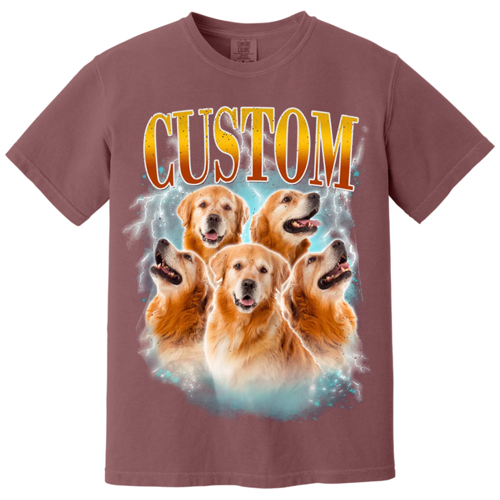Custom Comfort Colors Vintage Bootleg Pet Shirt Pet Photo + Name Custom Dog Portrait Personalized Shirt Custom T Shirts Cat Shirt 90's Tee