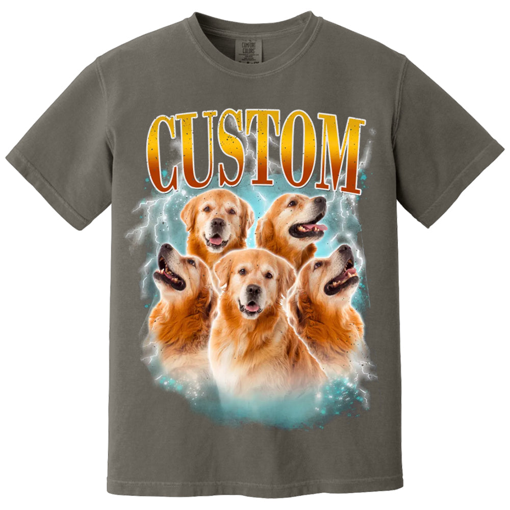 Custom Comfort Colors Vintage Bootleg Pet Shirt Pet Photo + Name Custom Dog Portrait Personalized Shirt Custom T Shirts Cat Shirt 90's Tee