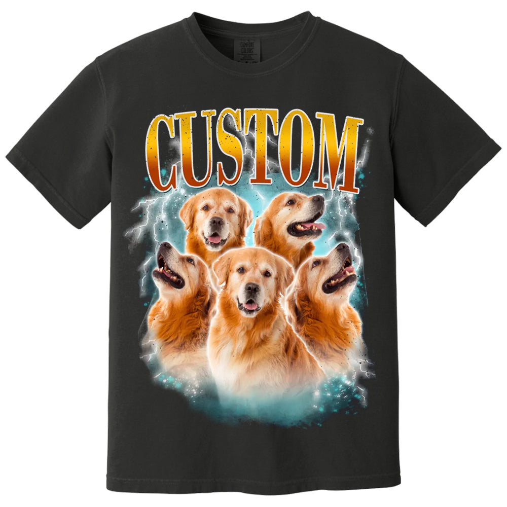 Custom Comfort Colors Vintage Bootleg Pet Shirt Pet Photo + Name Custom Dog Portrait Personalized Shirt Custom T Shirts Cat Shirt 90's Tee