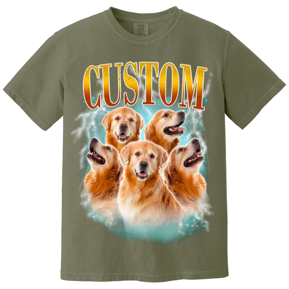 Custom Comfort Colors Vintage Bootleg Pet Shirt Pet Photo + Name Custom Dog Portrait Personalized Shirt Custom T Shirts Cat Shirt 90's Tee