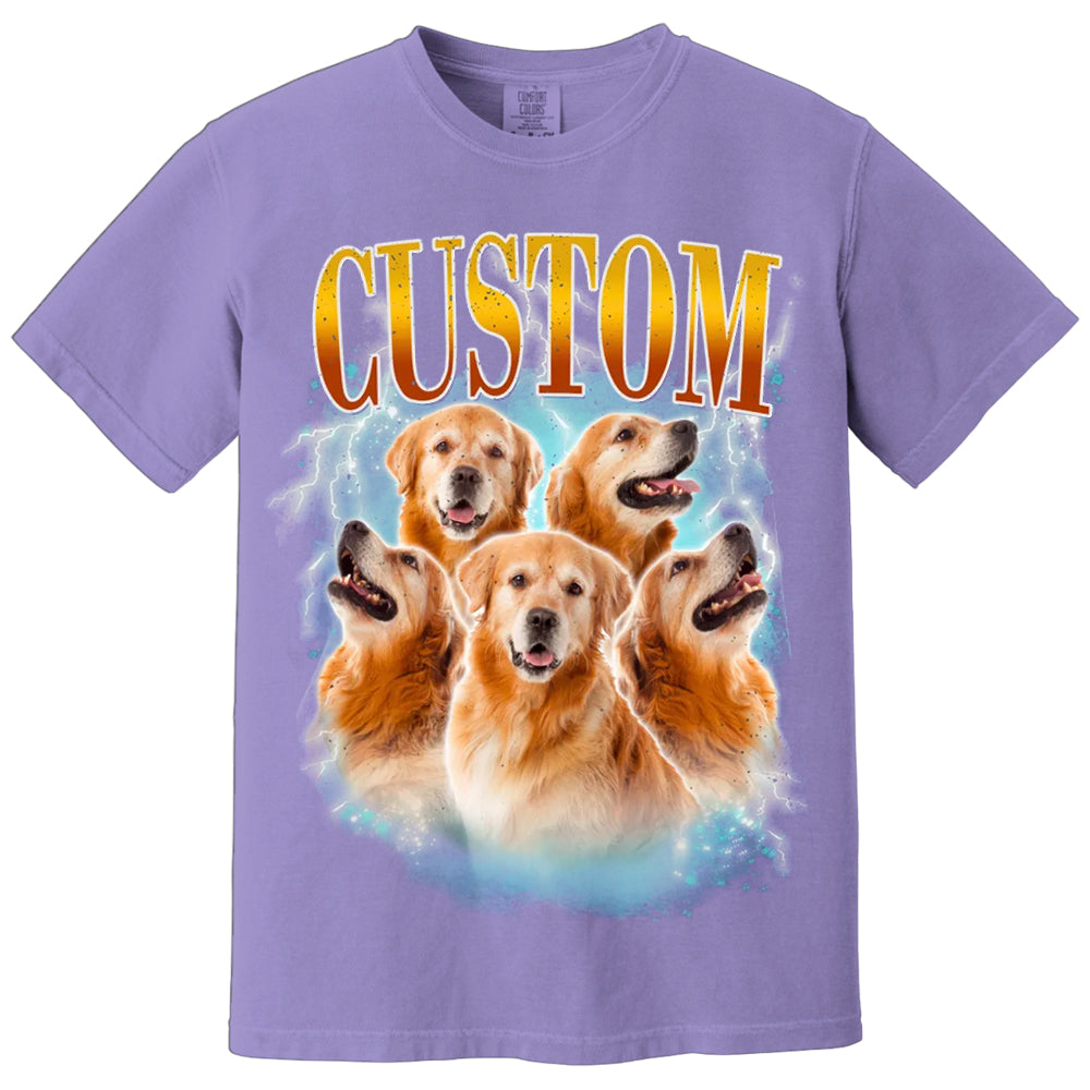 Custom Comfort Colors Vintage Bootleg Pet Shirt Pet Photo + Name Custom Dog Portrait Personalized Shirt Custom T Shirts Cat Shirt 90's Tee