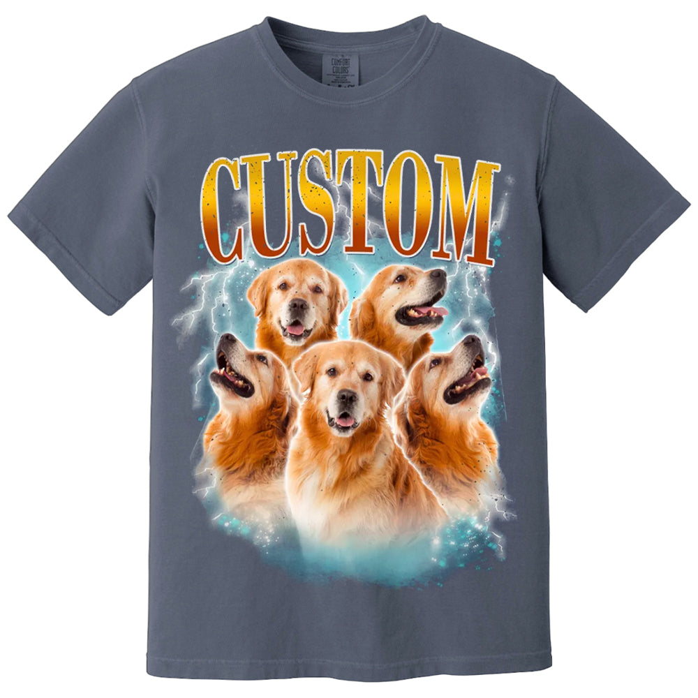 Custom Comfort Colors Vintage Bootleg Pet Shirt Pet Photo + Name Custom Dog Portrait Personalized Shirt Custom T Shirts Cat Shirt 90's Tee