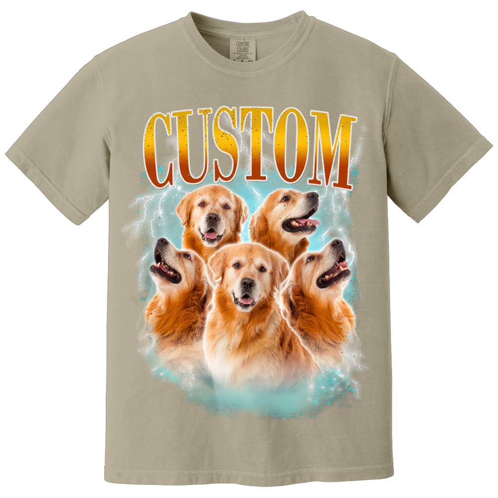 Custom Comfort Colors Vintage Bootleg Pet Shirt Pet Photo + Name Custom Dog Portrait Personalized Shirt Custom T Shirts Cat Shirt 90's Tee