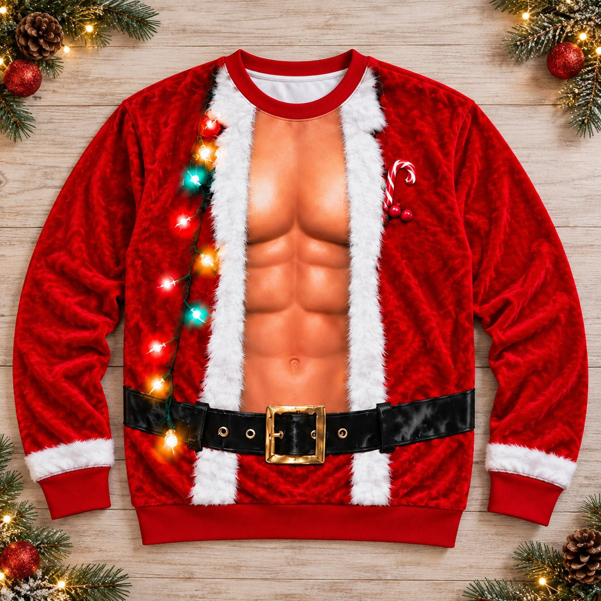 Take It Out & Play - Funny Muscle Santa – Custom Photo Car Christmas Sweatshirt - Gift For Car Lovers A2110 T24