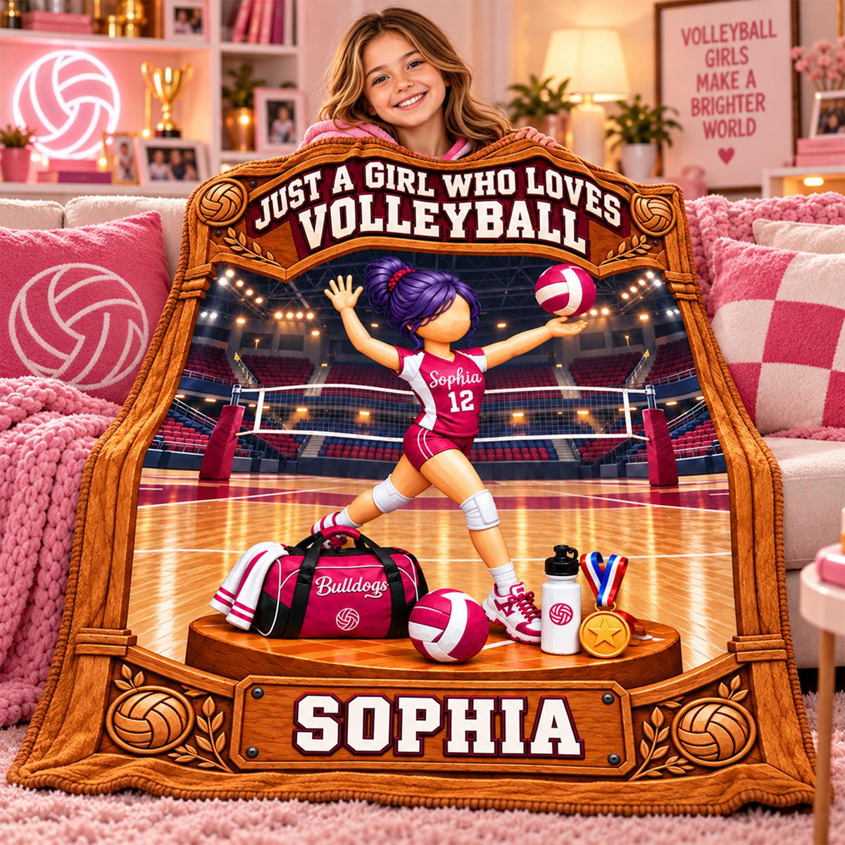 Just A Girl Who Loves Volleyball, Personalized Volleyball Girl Blanket, Custom Player Name Gift, Gift For Volleyball Lovers C2408 Hv01 KL07
