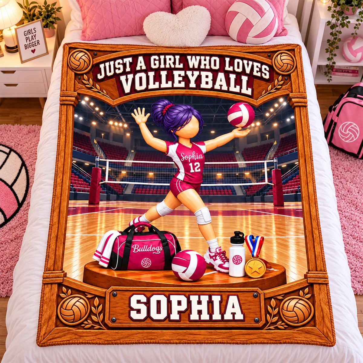 Just A Girl Who Loves Volleyball, Personalized Volleyball Girl Blanket, Custom Player Name Gift, Gift For Volleyball Lovers C2408 Hv01 KL07