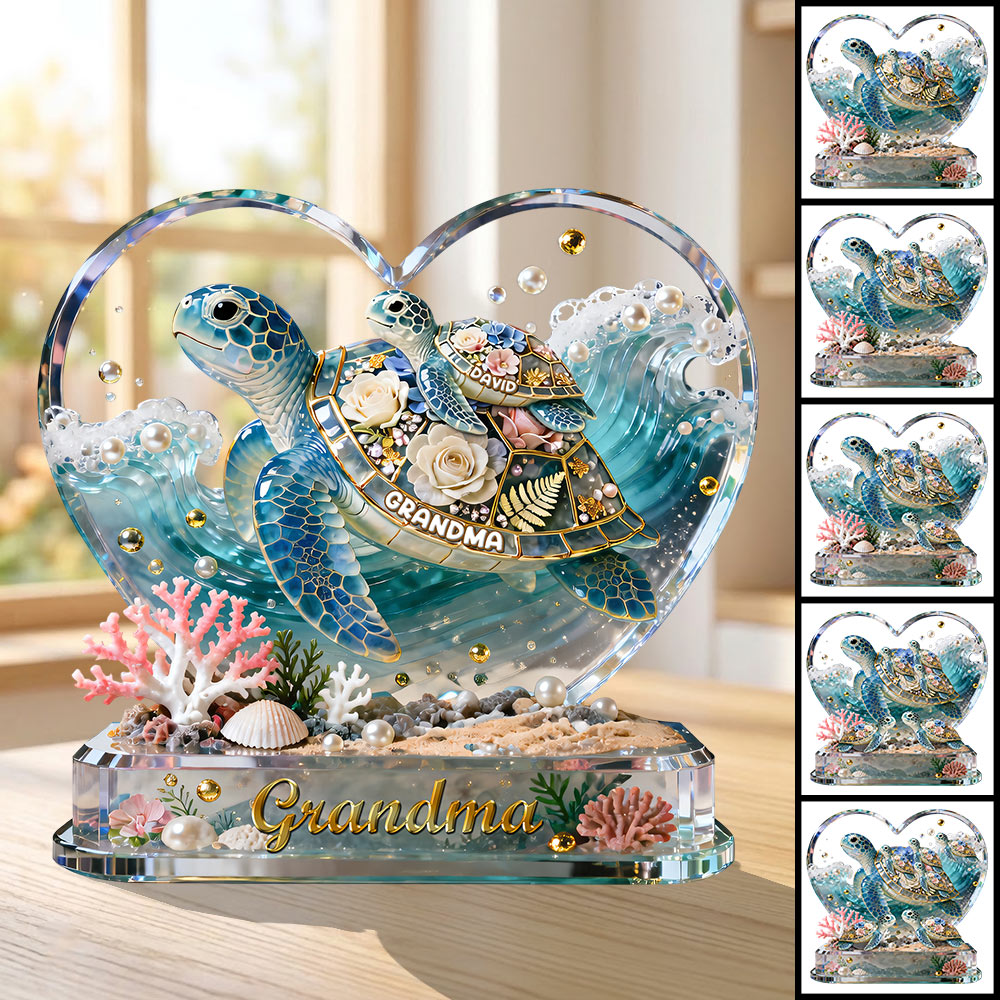 Best Turtle Mom Ever Acrylic Plaque - Personalized Gifts For Grandma VH01