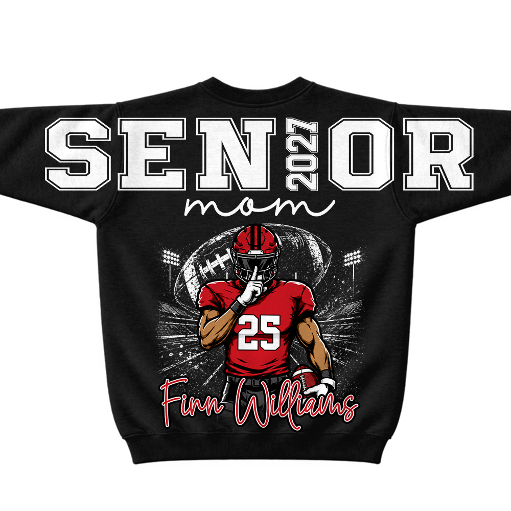 Custom 2027 Senior Football Mom Sweatshirt, Sports Mama Hoodie For Football Lovers L0411 Hv01