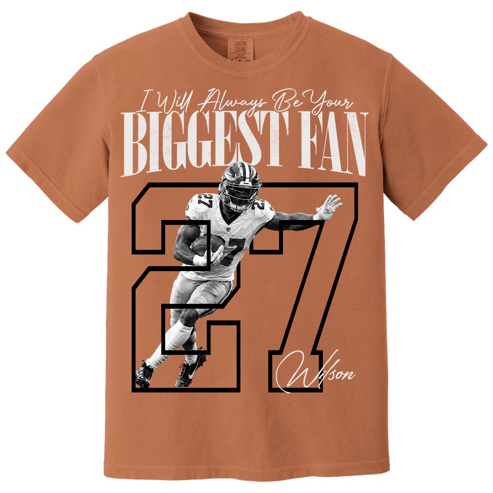 Personalized I'll Always Be Your Biggest Fan Shirt, Custom Photo Name & Number Football Player L0411 Hv01