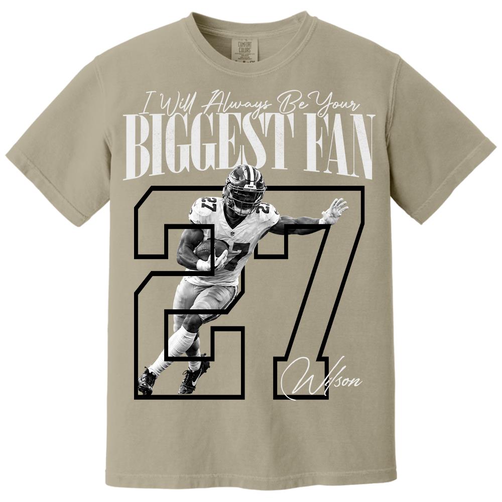 Personalized I'll Always Be Your Biggest Fan Shirt, Custom Photo Name & Number Football Player L0411 Hv01