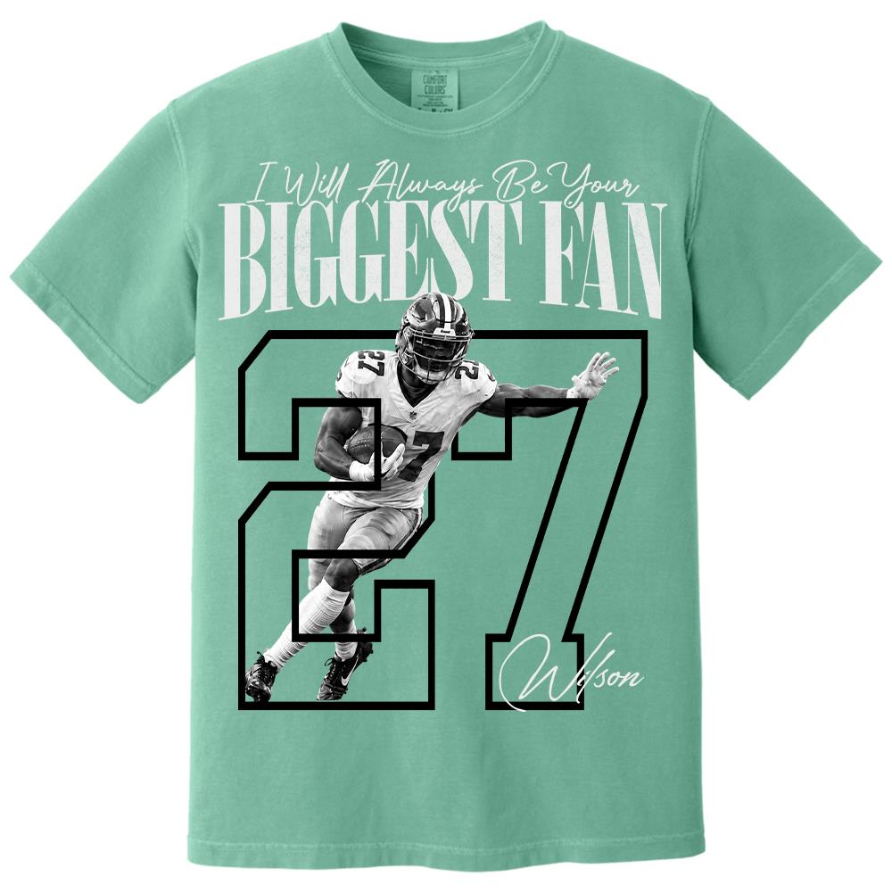 Personalized I'll Always Be Your Biggest Fan Shirt, Custom Photo Name & Number Football Player L0411 Hv01