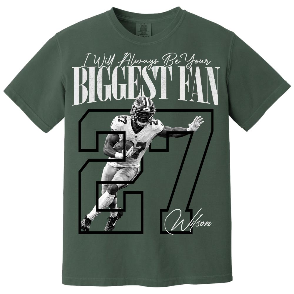 Personalized I'll Always Be Your Biggest Fan Shirt, Custom Photo Name & Number Football Player L0411 Hv01