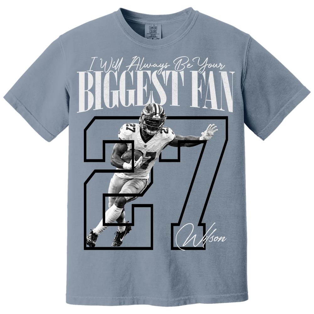 Personalized I'll Always Be Your Biggest Fan Shirt, Custom Photo Name & Number Football Player L0411 Hv01