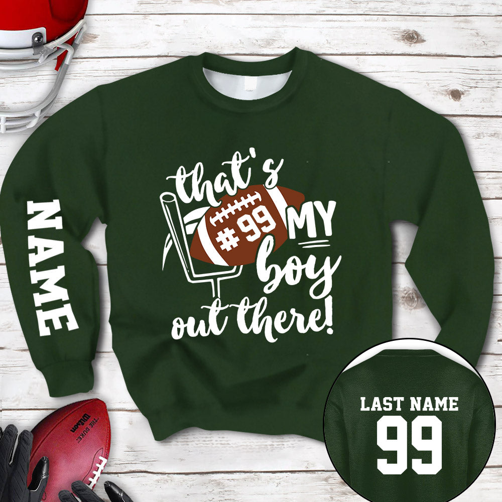 Personalized Shirt That's My Son Out There All Over Print Shirt For Football Mom Dad Football Family Game Day Shirt H2511