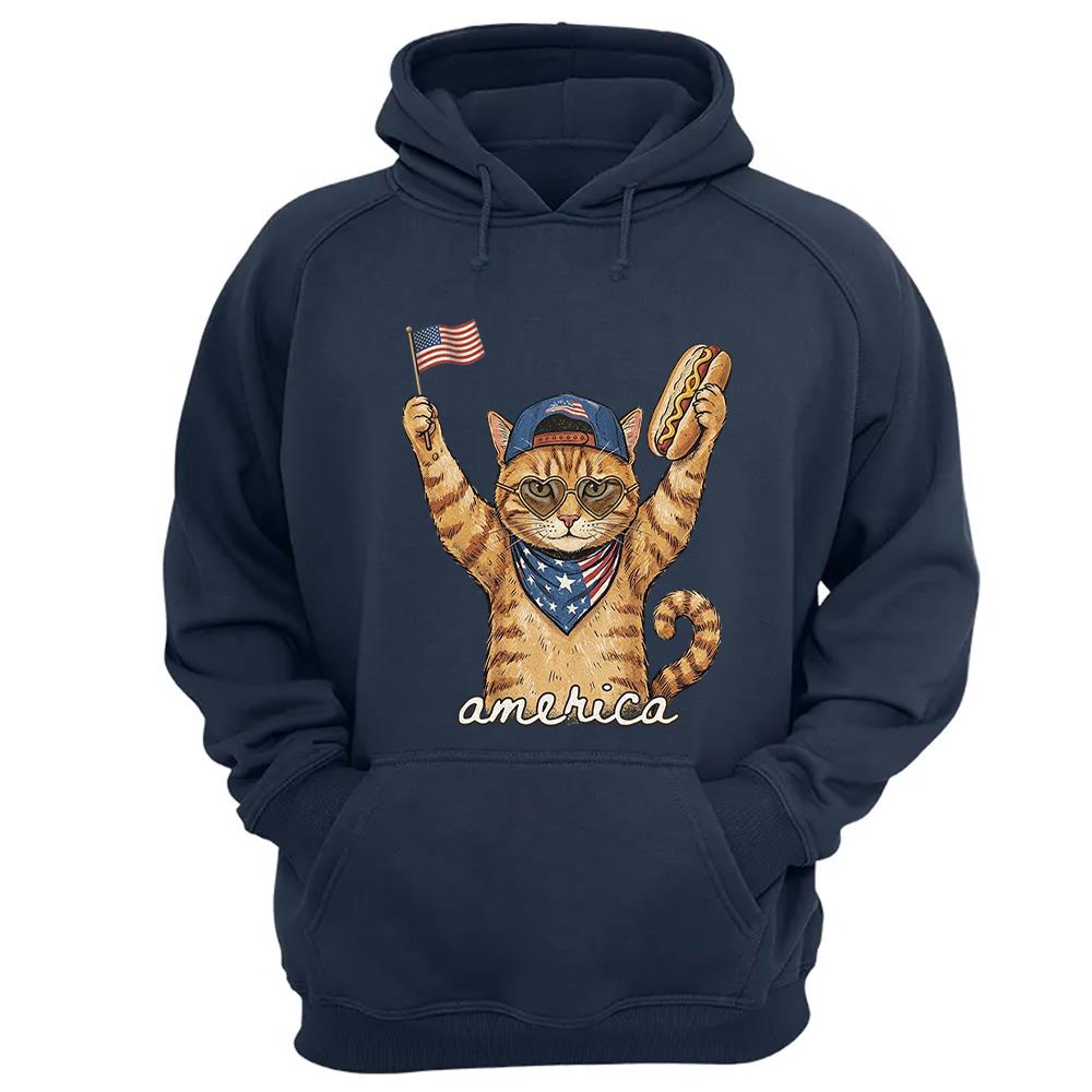 Custom Photo Pet, Patriotic Cat Shirt, Cat Lover Gift, 4th Of July Shirt, America Tee, Independence Day Graphic Nh00