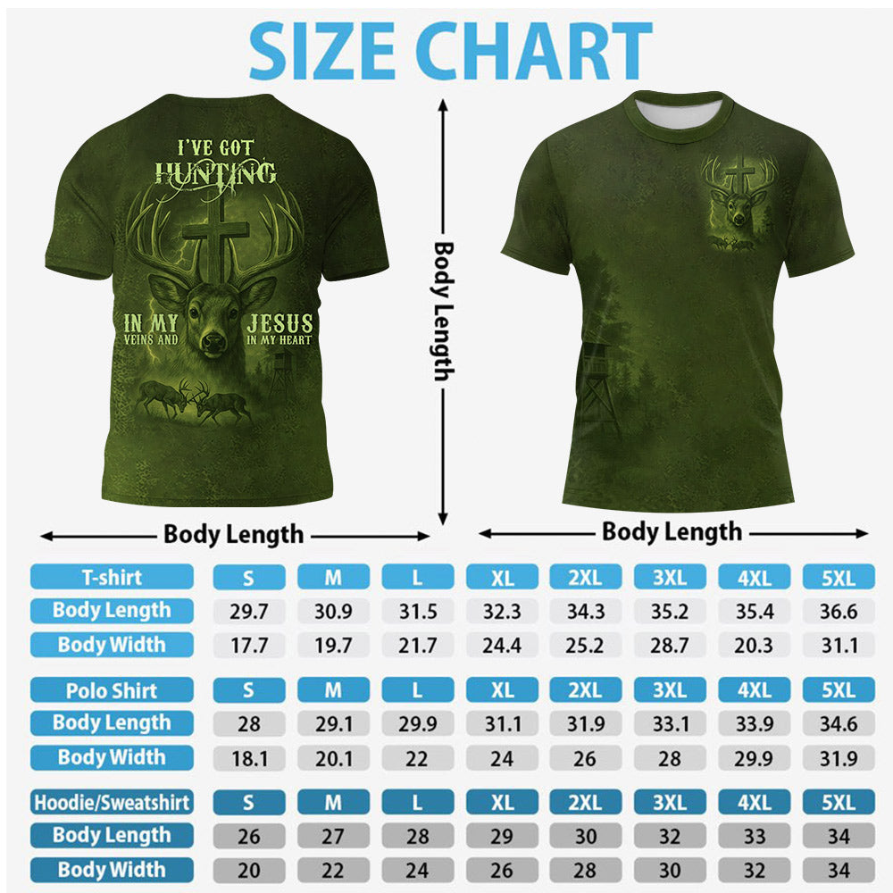 I've Got Hunting In My Veins And Jesus In My Heart All Over Print Shirt Li29