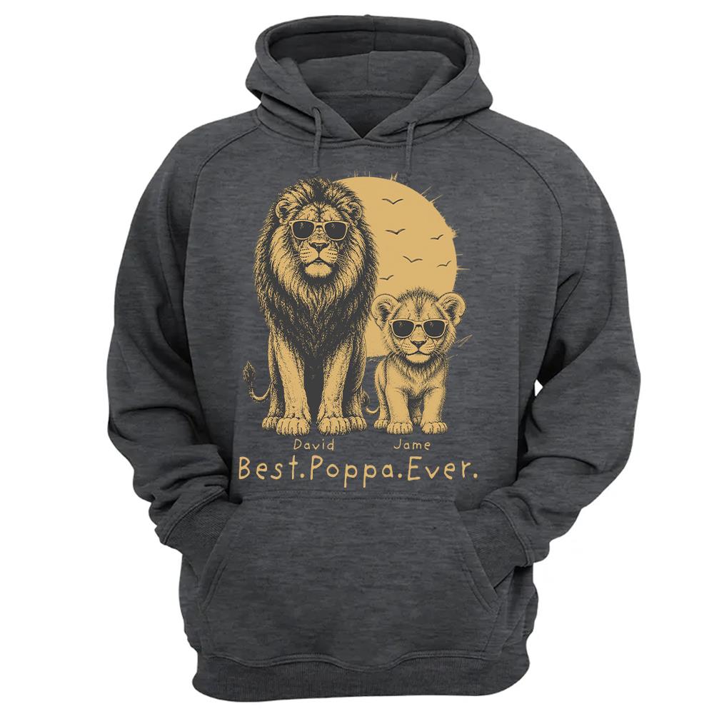 Retro Vintage Lion Dad And Kids Daddy Protector - Personalized Shirt - Cool Father's Day Gift For Dad, Husband Hv01 Vr2