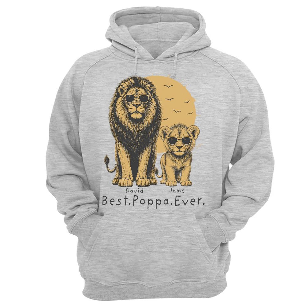 Retro Vintage Lion Dad And Kids Daddy Protector - Personalized Shirt - Cool Father's Day Gift For Dad, Husband Hv01 Vr2