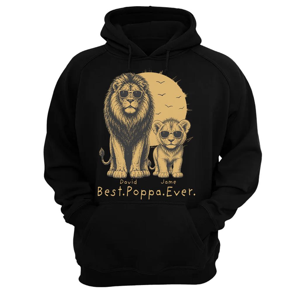 Retro Vintage Lion Dad And Kids Daddy Protector - Personalized Shirt - Cool Father's Day Gift For Dad, Husband Hv01 Vr2