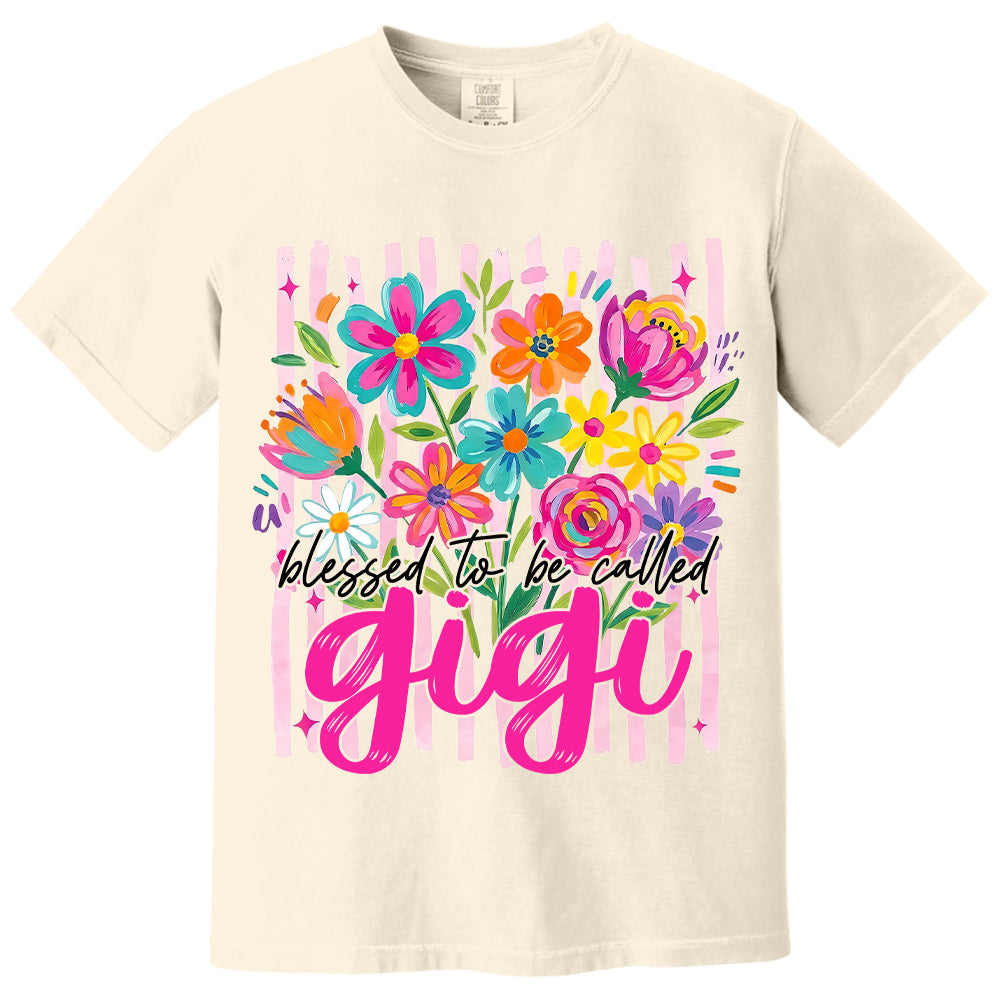Blessed To Be Called Gigi, Personalized Grandma Shirt With Grandkids Name, Striped Boho Floral Brushstroke Custom Nickname Gigi Nini Nana Mimi, Gift For Grandma For Mom, Best Gifts For Mother's Day MI209 VH01