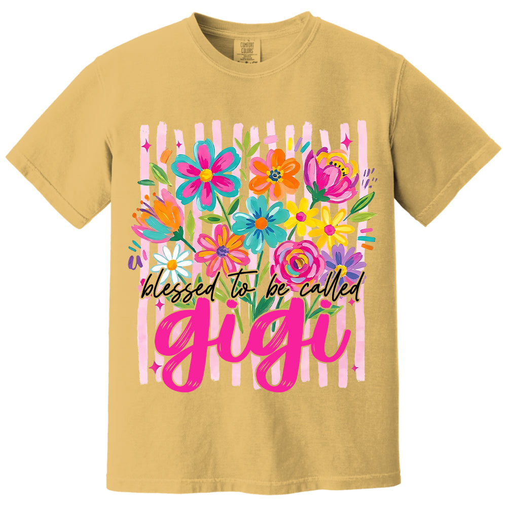 Blessed To Be Called Gigi, Personalized Grandma Shirt With Grandkids Name, Striped Boho Floral Brushstroke Custom Nickname Gigi Nini Nana Mimi, Gift For Grandma For Mom, Best Gifts For Mother's Day MI209 VH01
