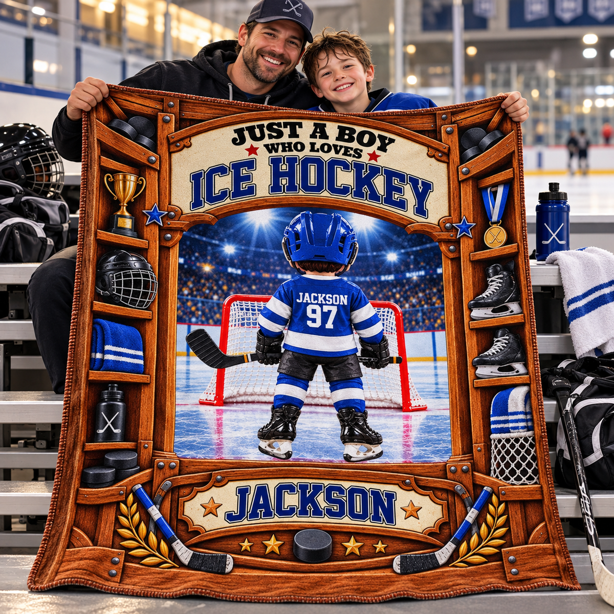 Custom Just A Boy Girl Who Loves Ice Hockey Blanket, Gift For Hockey Lovers L0411 Tm01 KL07
