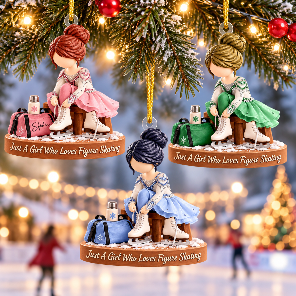 Just A Girl Who Loves Figure Skating, Personalized Figure Skating Ornament, Custom Player Name Gift, Gift For Figure Skating Players Figure Skating Lover MI209 VH01