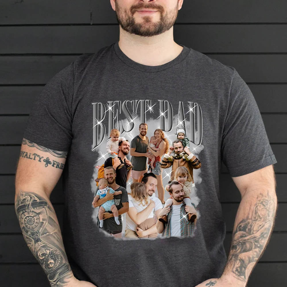 Dad Customized Bootleg Shirt, Custom Dad T shirt, Custom Photo Shirt, Best Dad Ever Shirt, Father's Day, Your Vintage Design Bootleg Rap Tee